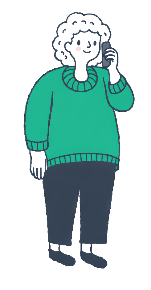 Illustration of a mother talking on the phone